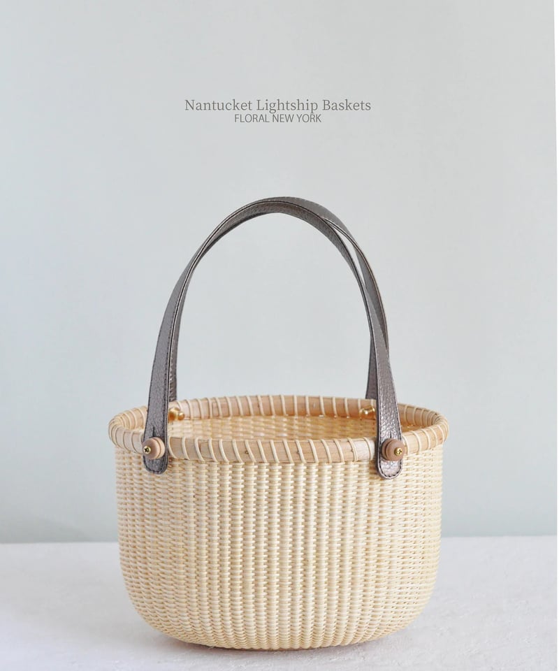 ナンタケットバスケット材料　８インチトート　エボニーオーバーレイ　ハンドル ナンタケットバスケット材料 8インチトート エボニー