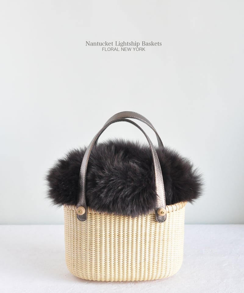 フォックスファー付きインナーバッグ・オーバル型】アズティック