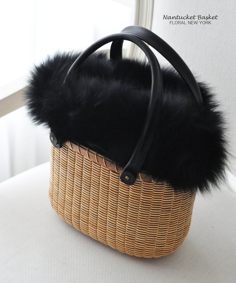 フォックスファー付きインナーバッグ・オーバル型】リッチブラック