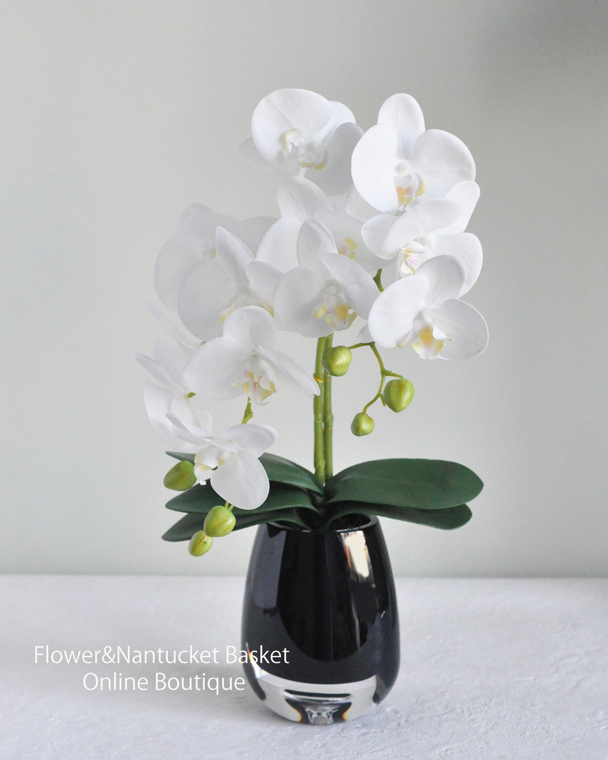 ⑨ 造花アレンジメント 白色　胡蝶蘭花束 アートフラワー　花器入　インテリア fit=scale-down,w=1200