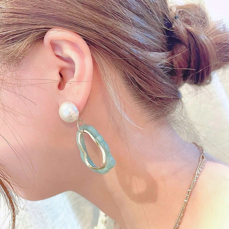 N3 パール＆レジンフープピアス | Merryde +5