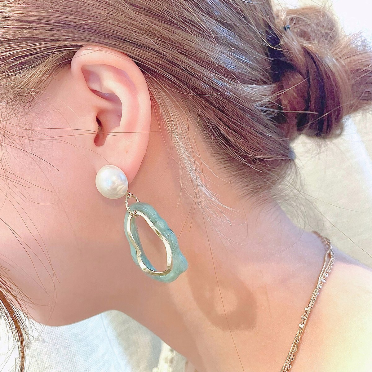 N3 パール＆レジンフープピアス | Merryde +5