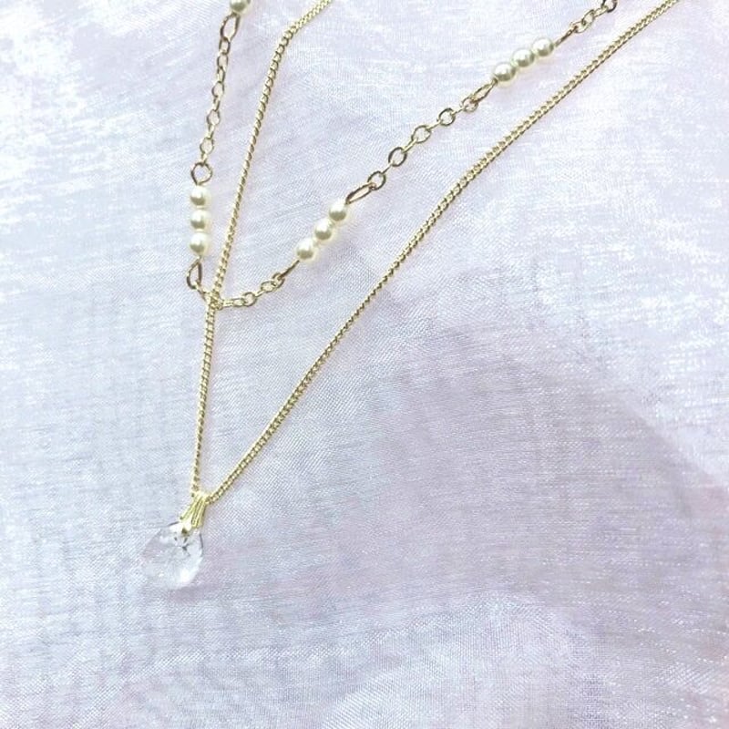 【新品】スワロフスキー 2連 ネックレス クリスタル 新品 スワロフスキー ネックレス 2連 ブルークリスタルビーズ