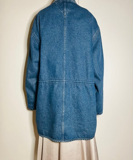 over loose denim jacket
