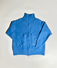 blue pocket zip knit