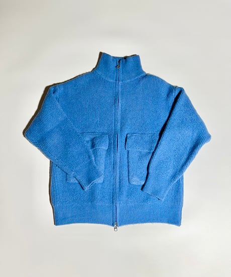 blue pocket zip knit