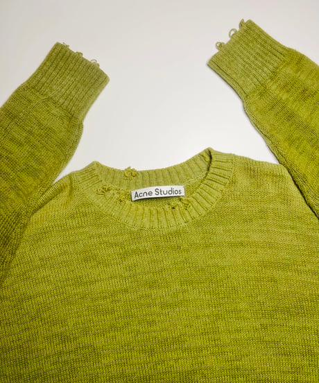 Acne Studios green damage knit