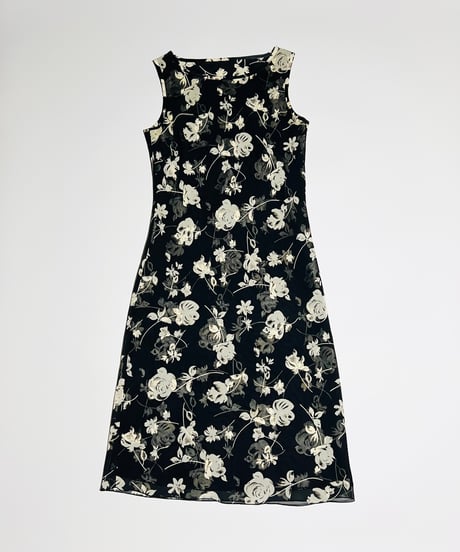 flower no sleeve mini dress