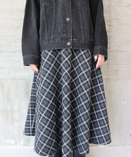 glen check black skirt