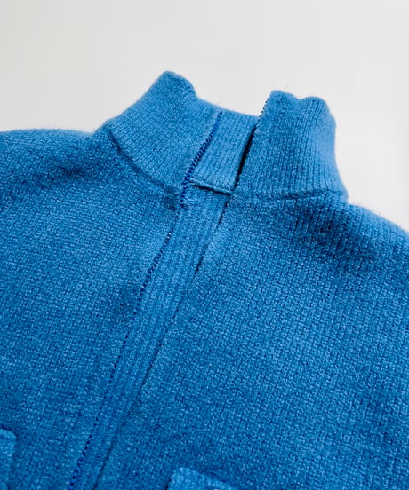 blue pocket zip knit