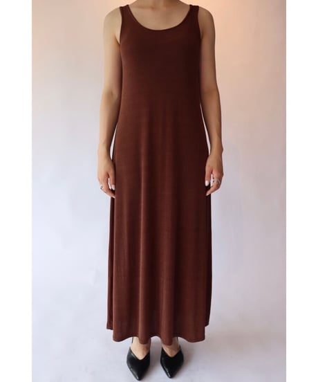 brown no sleeve dress