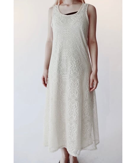 beige lace long dress