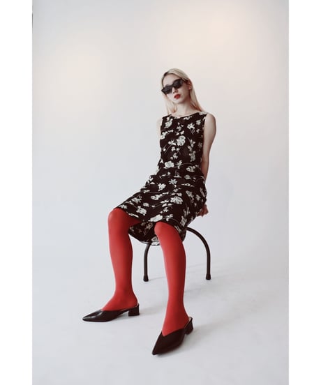 flower no sleeve mini dress
