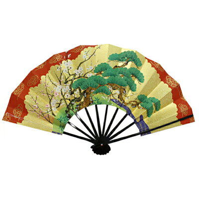 舞扇子＆飾り扇子 「松竹梅」金砂子地 （両面同じ図柄）舞踊用