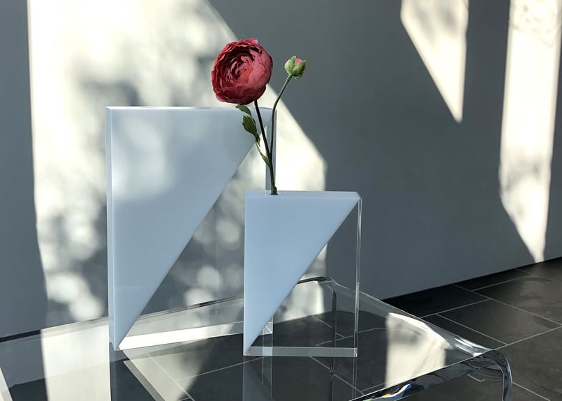 DIAGONAL flower vase L white | WAAZWIZ web shop