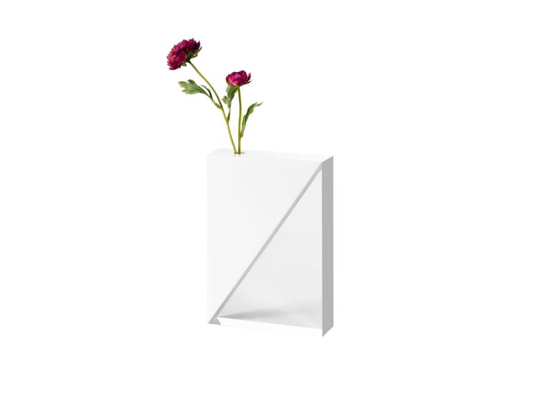 DIAGONAL flower vase L white | WAAZWIZ web shop