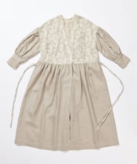 forest×リネンカットJQカシュクールワンピース　ギャザースリーブ  gold