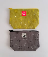 yozora刺繍 ポーチ  yellow / gray