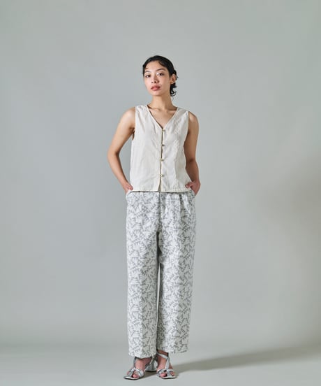 鳥の羽根JQ２タックパンツ　gray / yellow