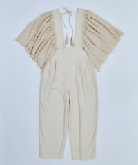 Kala cotton ダイヤギャザースリーブオールインワン