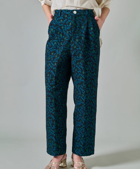 鳥の羽根JQ２タックパンツ　charcoal / green