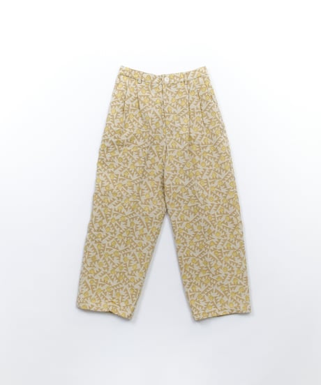 鳥の羽根JQ２タックパンツ　gray / yellow