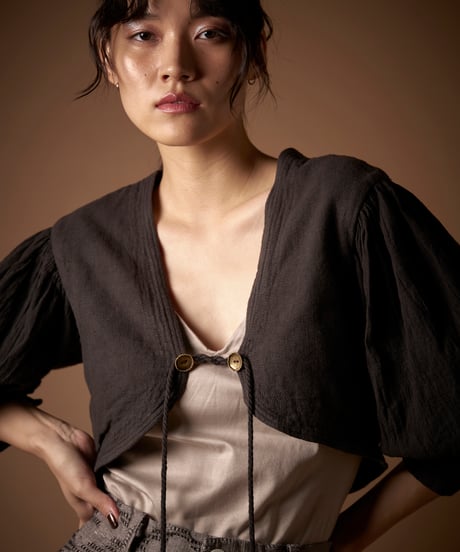 Kala cotton 羽織りショート  植物染チャコール