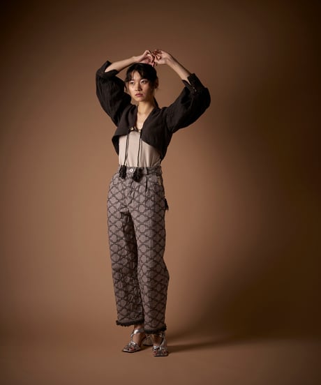 Kala cotton 羽織りショート  植物染チャコール