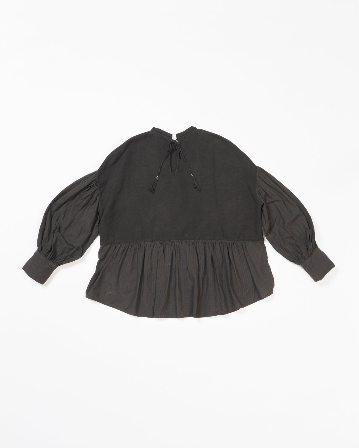 カントリークロス×インドコットンカディギャザーブラウス 植物染