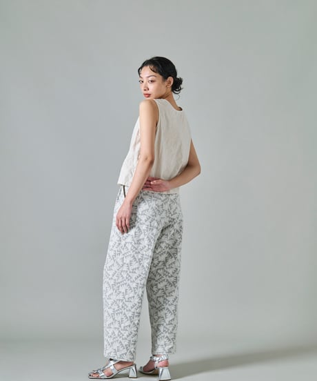 鳥の羽根JQ２タックパンツ　gray / yellow