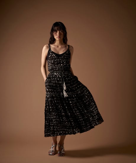 Kala cotton 切り替えギャザースカート　プリントtree of life