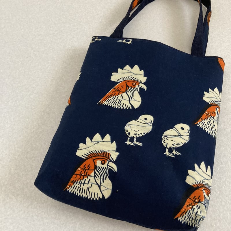 アフリカンバティックトートバッグ/M/ニワトリ | mille l'ete
