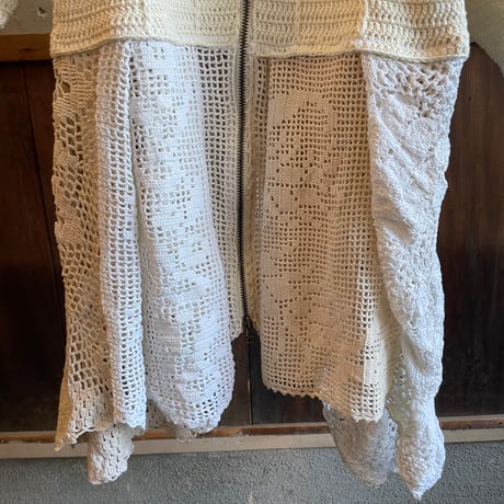 double collar handwork knit jacket  white/ type:J