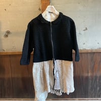double collar handwork knit jacket  black/ type:M