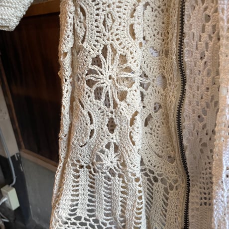 double collar handwork knit jacket  white/ type:C