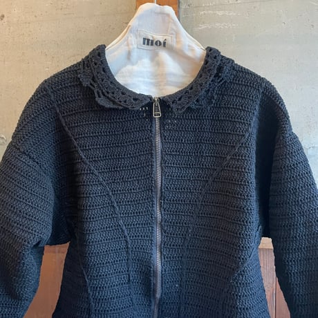 double collar handwork knit jacket  black/ type:O