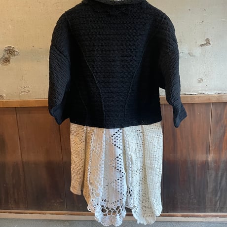 double collar handwork knit jacket  black/ type:M