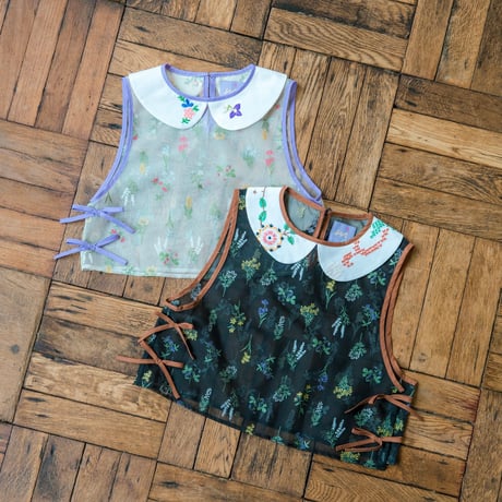 kids round collar lace flower zilet