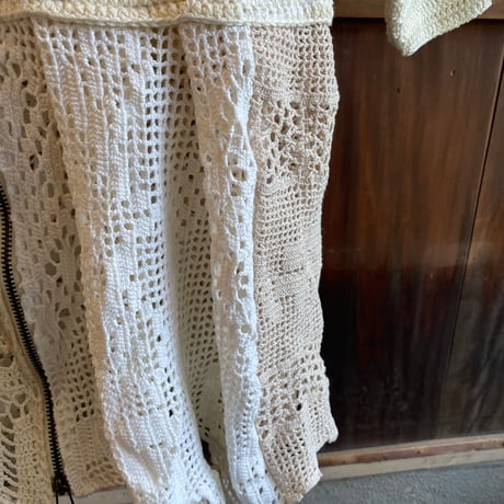 double collar handwork knit jacket  white/ type:C