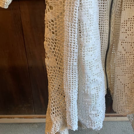 double collar handwork knit jacket  white/ type:J