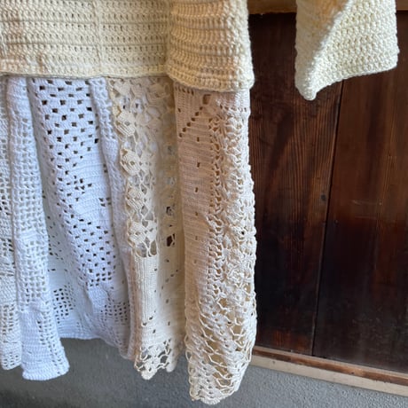 double collar handwork knit jacket  white/ type:D