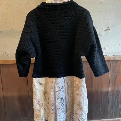 double collar handwork knit jacket  black/ type:O