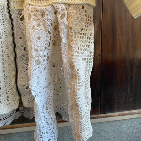 double collar handwork knit jacket  white/ type:G