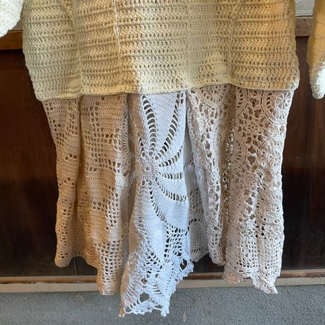 double collar handwork knit jacket  white/ type:G