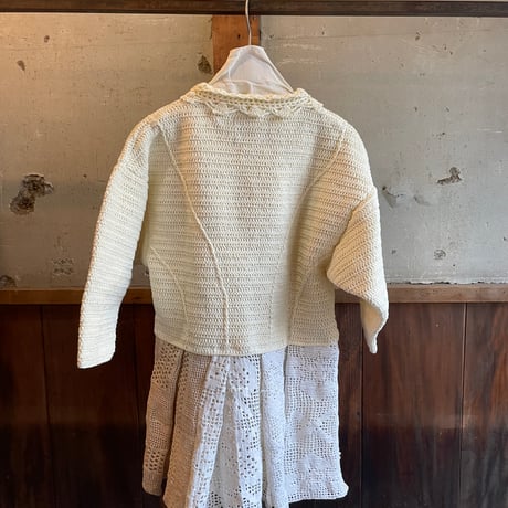 double collar handwork knit jacket  white/ type:C