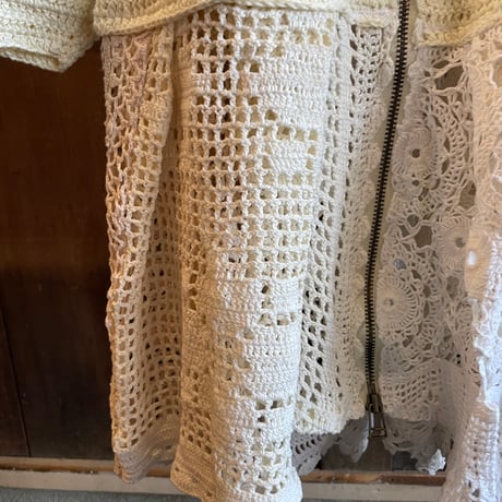 double collar handwork knit jacket  white/ type:G