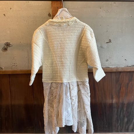 double collar handwork knit jacket  white/ type:J