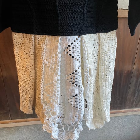 double collar handwork knit jacket  black/ type:M
