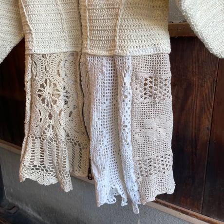 double collar handwork knit jacket  white/ type:C