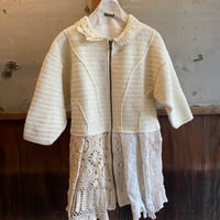 double collar handwork knit jacket  white/ type:C
